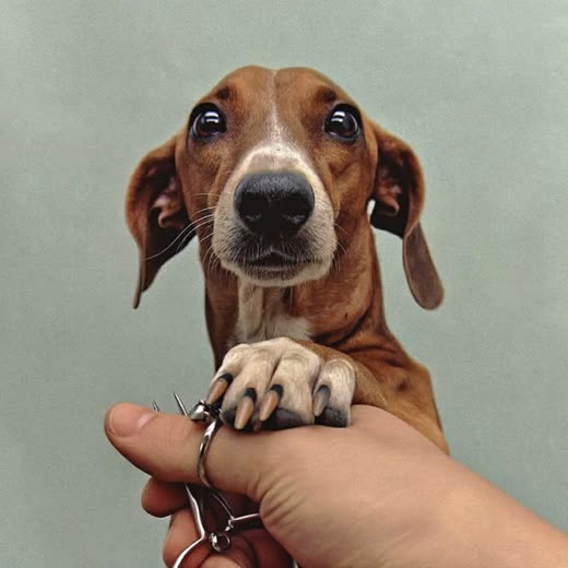 A dog's paw held gently for a nail trim